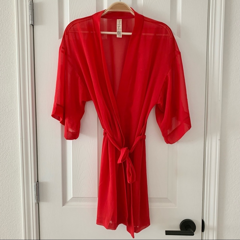 ❤️ Forever 21 Lipstick Red Chiffon Sleep Robe Sheer Robe